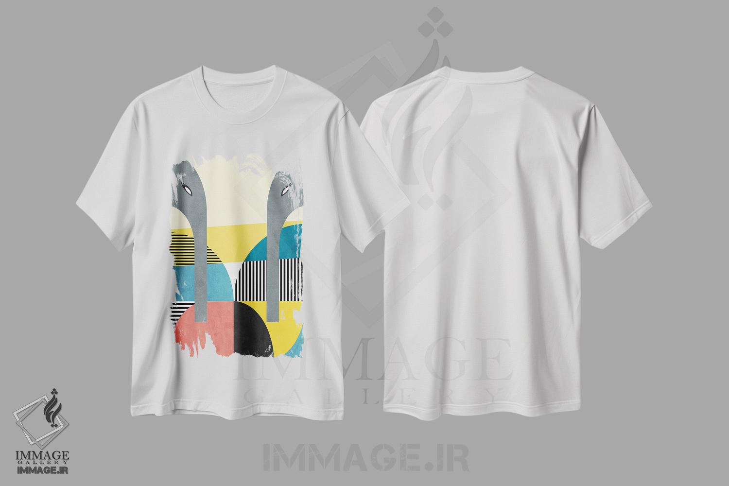 تیشرت طرح دار زوج هندسی فیل ها، آبستره اثر آنجِل استوز | immage.ir