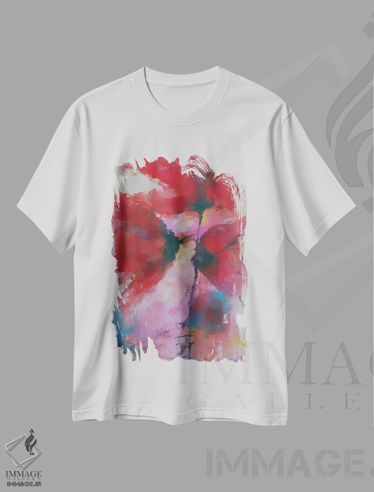 تیشرت طرح دار گل های قرمز شماره سه، آبستره اثر آنجِل استوز | immage.ir