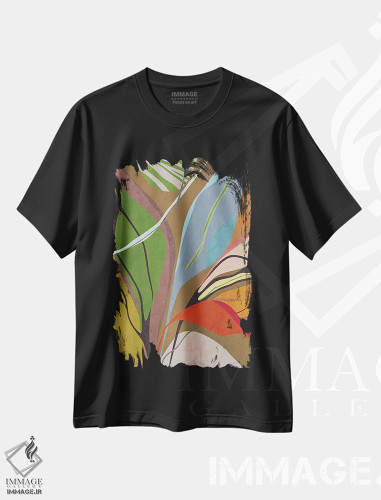 تیشرت طرح دار برگ های استوایی شماره شش، آبستره اثر آنجِل استوز | فروشگاه ایماژ