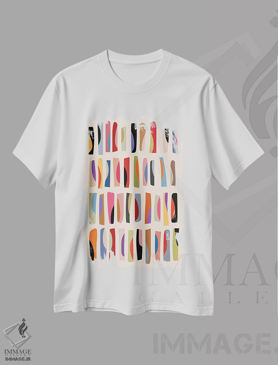 تیشرت طرح دار قطعات رنگی شماره نه، آبستره اثر آنجِل استوز | immage.ir