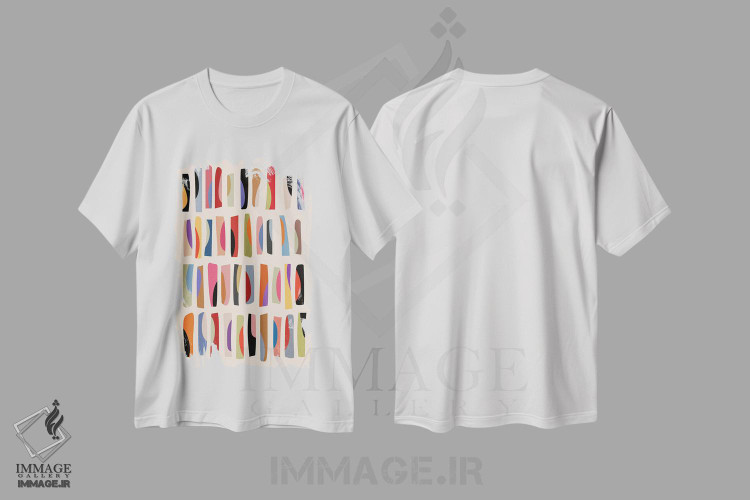 تیشرت طرح دار قطعات رنگی شماره نه، آبستره اثر آنجِل استوز | immage.ir