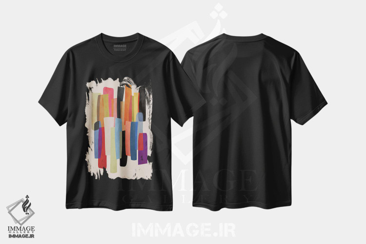 تیشرت طرح دار بخش های هم پوشان شماره بیست و سه، آبستره اثر آنجِل استوز | فروشگاه ایماژ