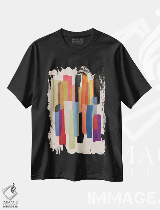تیشرت طرح دار بخش های هم پوشان شماره بیست و سه، آبستره اثر آنجِل استوز | فروشگاه ایماژ