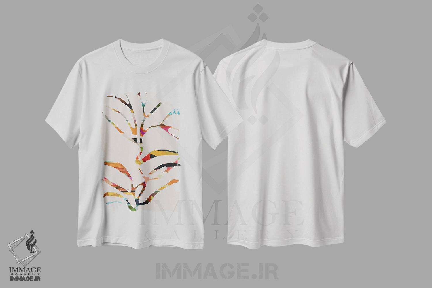 تیشرت طرح دار درخت رنگی، آبستره اثر آنجِل استوز | immage.ir