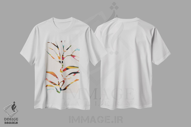 تیشرت طرح دار درخت رنگی، آبستره اثر آنجِل استوز | immage.ir