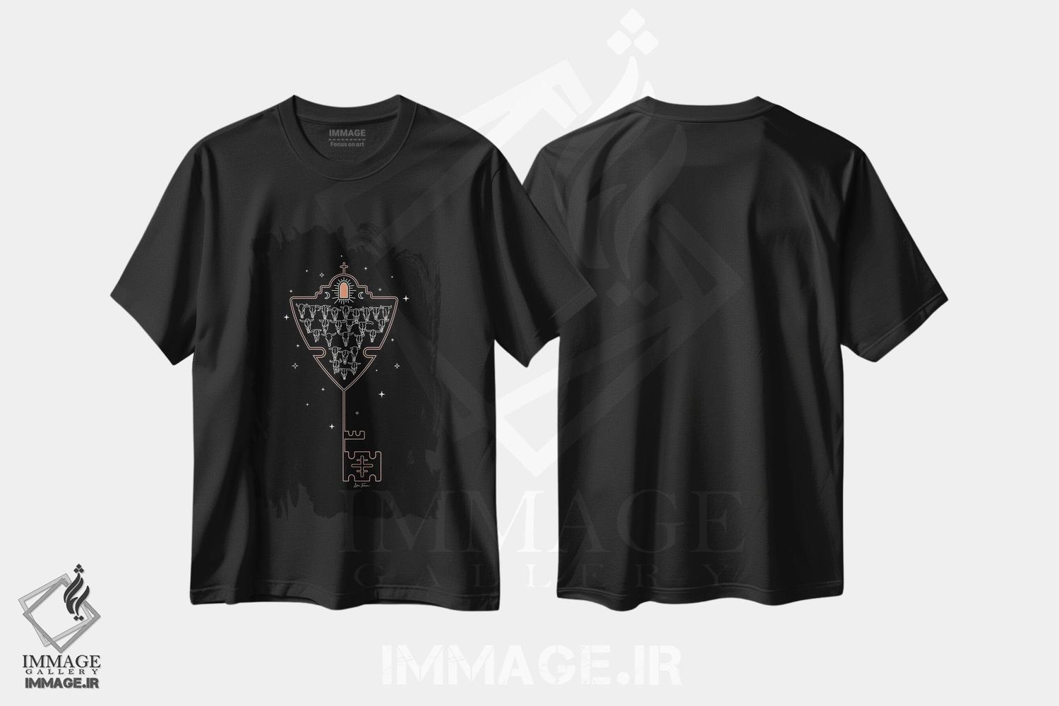 تیشرت طرح دار کلید تِیجاس در رنگ مشکی، تزئینی اثر آلی فالکن | فروشگاه ایماژ