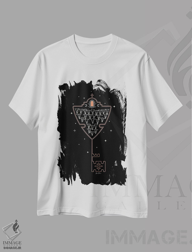 تیشرت طرح دار کلید تِیجاس در رنگ مشکی، تزئینی اثر آلی فالکن | immage.ir