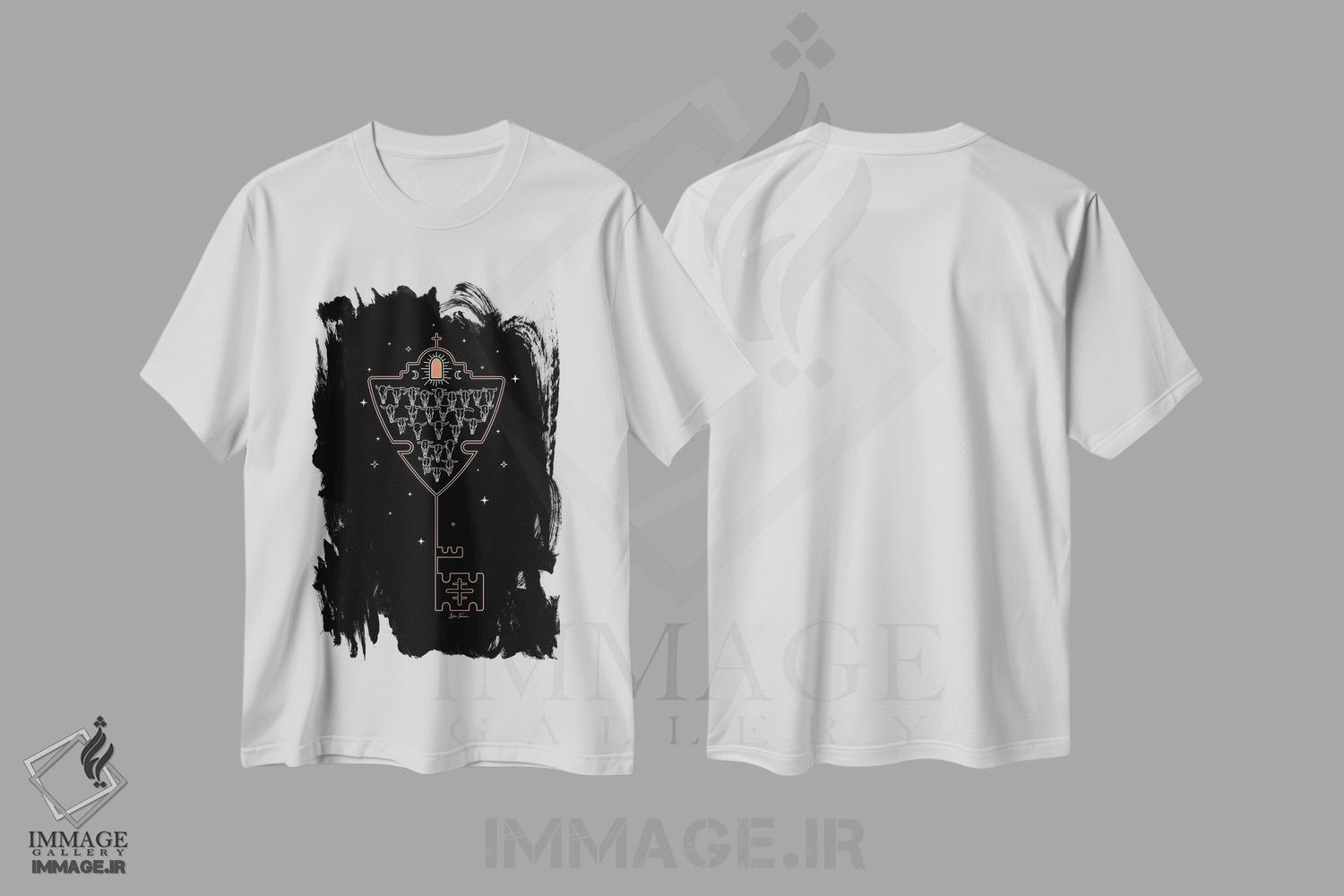 تیشرت طرح دار کلید تِیجاس در رنگ مشکی، تزئینی اثر آلی فالکن | immage.ir