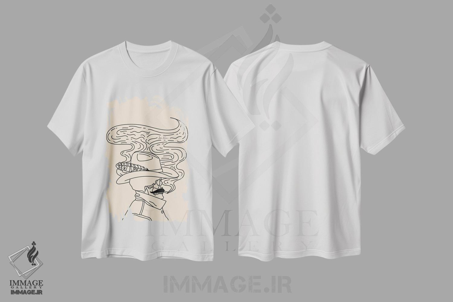 تیشرت طرح دار گاوچران "عشق یا مرگ" در رنگ کرم، تزئینی اثر آلی فالکن | immage.ir