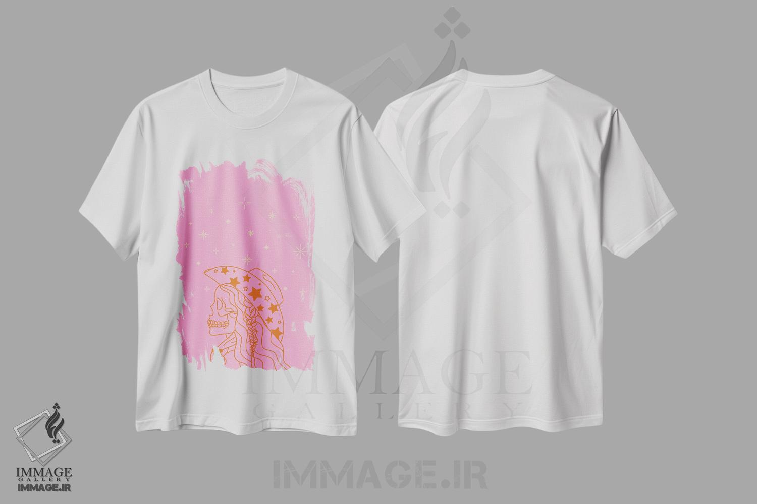 تیشرت طرح دار کاول گرل "عشق یا مرگ" با نگین در رنگ صورتی، تزئینی اثر آلی فالکن | immage.ir