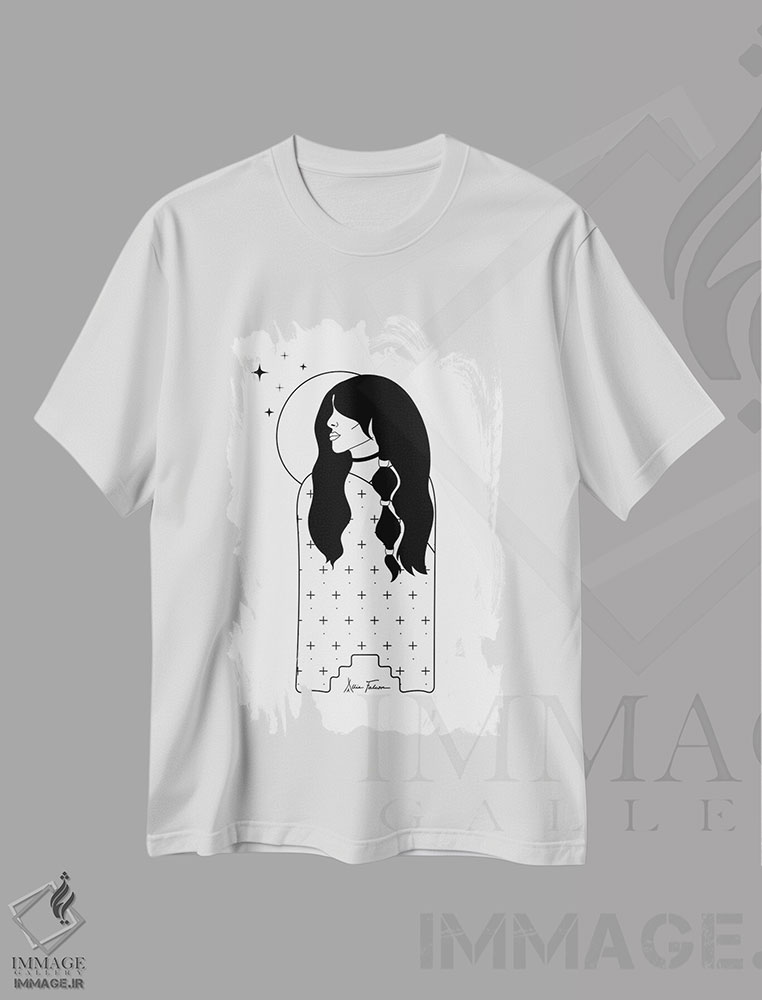 تیشرت طرح دار دختر ماه، دکور بوهمی اثر آلی فالکن | immage.ir