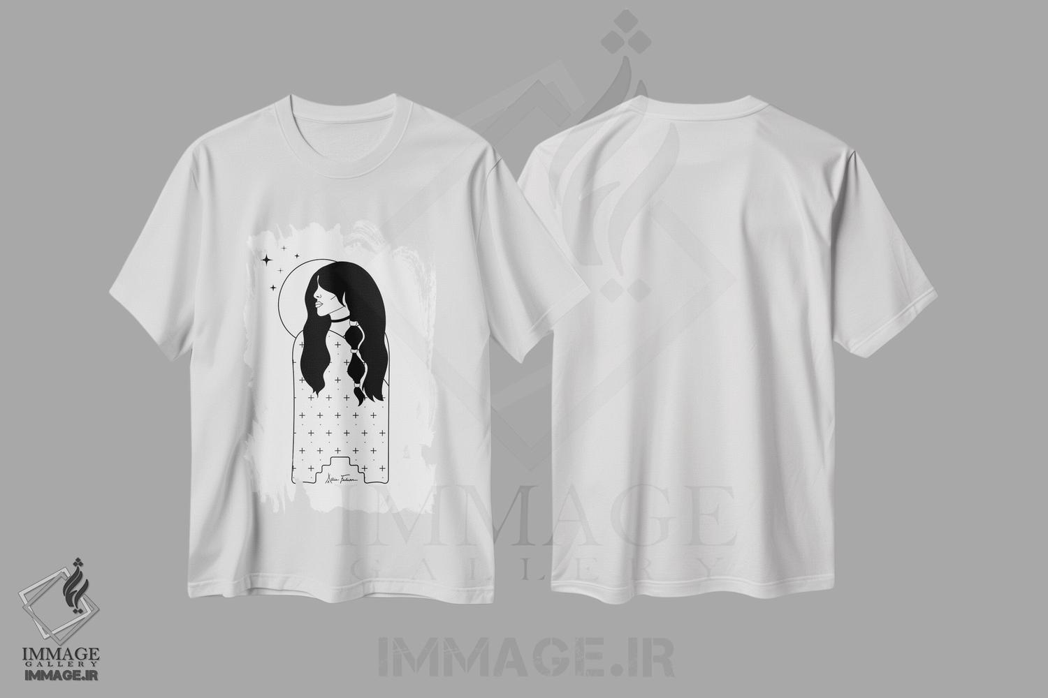 تیشرت طرح دار دختر ماه، دکور بوهمی اثر آلی فالکن | immage.ir