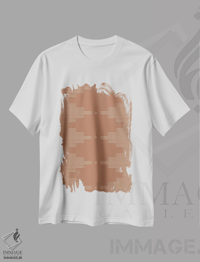 تیشرت طرح دار مینیمالیسم جنوب غربی در قهوه ای روشن اثر آلی فالکن | immage.ir