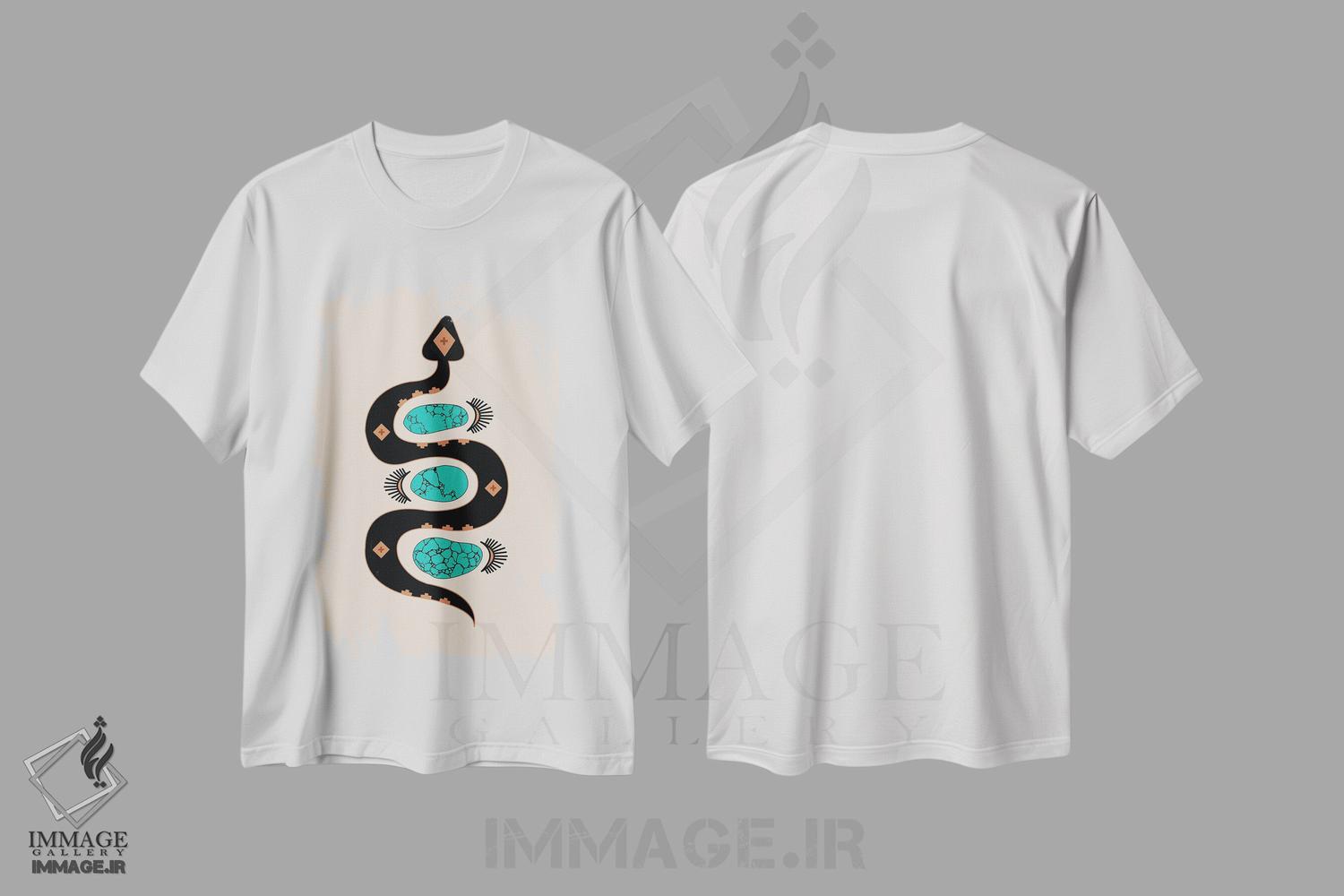 تیشرت طرح دار لغزش جنوب غربی در مشکی و فیروزه ای، تزئینی اثر آلی فالکن | immage.ir