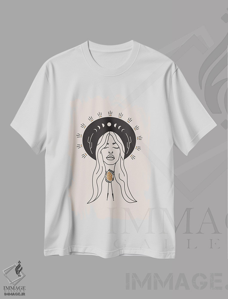 تیشرت طرح دار فرشته صحرا در مشکی و کرم، دکور بوهمی اثر آلی فالکن | immage.ir