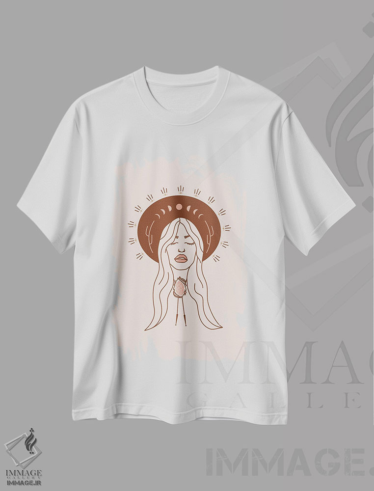 تیشرت طرح دار فرشته صحرا در رنگ های خاکی، دکور بوهمی اثر آلی فالکن | immage.ir