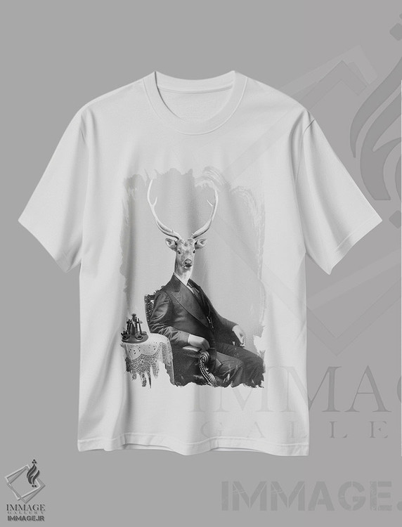 تیشرت طرح دار گوزن بزرگ، تزئینی اثر انیمال فَنسی | immage.ir
