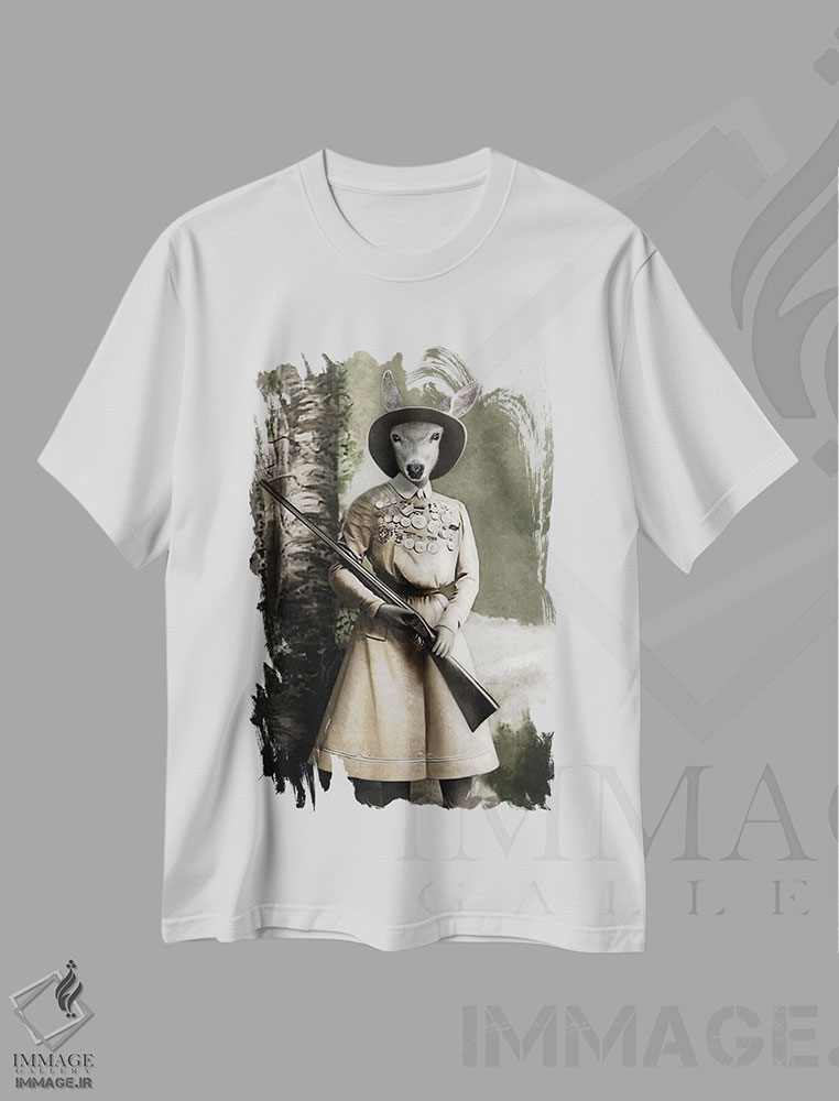 تیشرت طرح دار کَس شکارچی، تزئینی اثر انیمال فَنسی | immage.ir