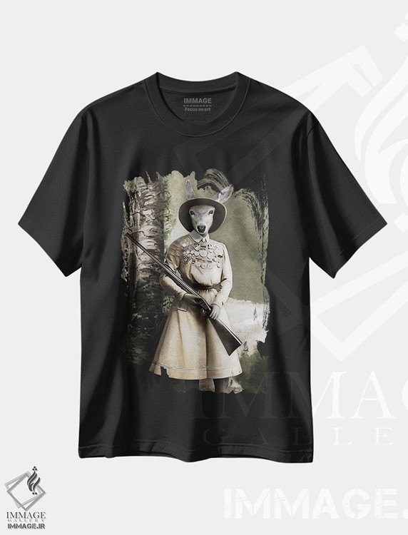 تیشرت طرح دار کَس شکارچی، تزئینی اثر انیمال فَنسی | فروشگاه ایماژ