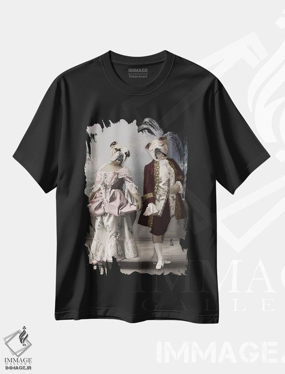 تیشرت طرح دار آیک و تینا، تزئینی اثر انیمال فَنسی | فروشگاه ایماژ