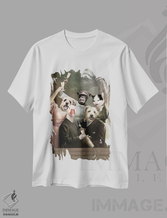 تیشرت طرح دار این یک مهمانی است، تزئینی اثر انیمال فَنسی | immage.ir