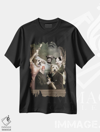 تیشرت طرح دار این یک مهمانی است، تزئینی اثر انیمال فَنسی | فروشگاه ایماژ
