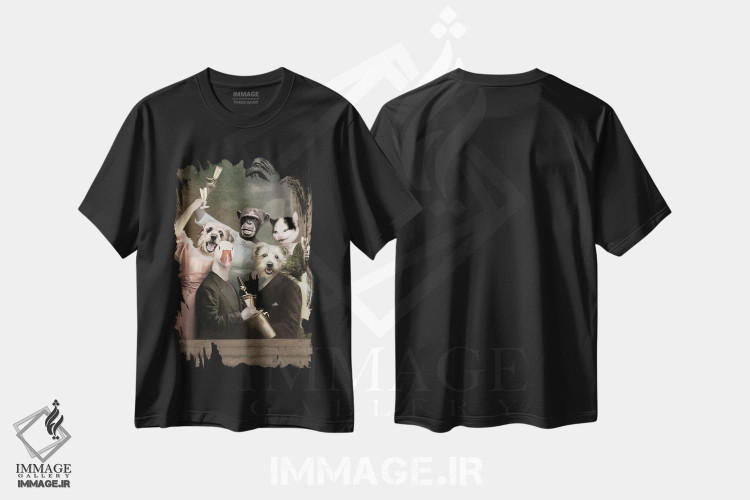 تیشرت طرح دار این یک مهمانی است، تزئینی اثر انیمال فَنسی | فروشگاه ایماژ