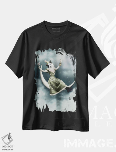 تیشرت طرح دار مندی در ماه، تزئینی اثر انیمال فَنسی | فروشگاه ایماژ