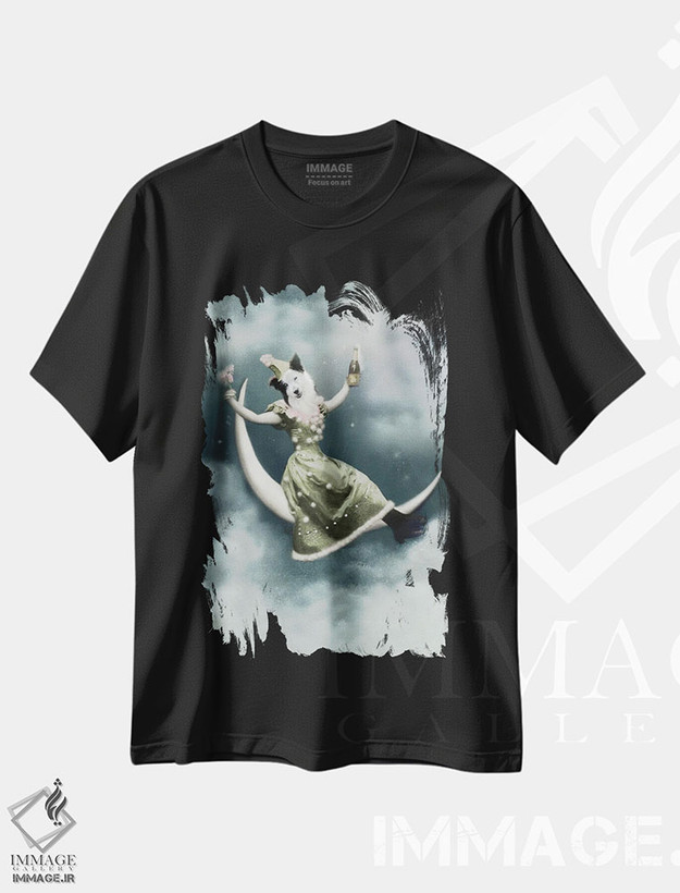 تیشرت طرح دار مندی در ماه، تزئینی اثر انیمال فَنسی | فروشگاه ایماژ