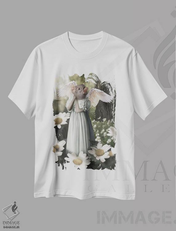 تیشرت طرح دار فرشته موش، هنر دیجیتال اثر انیمال فَنسی | immage.ir