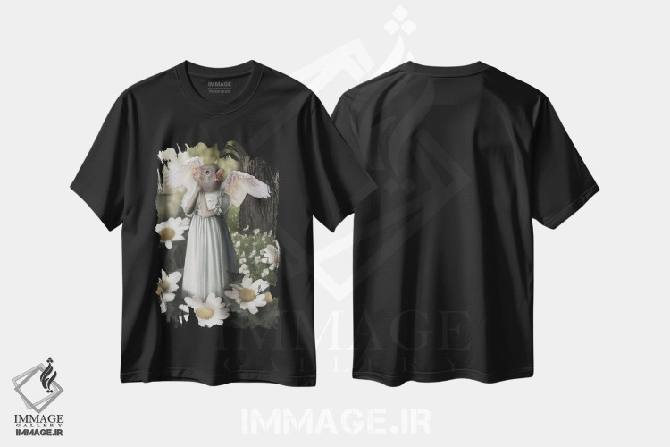 تیشرت طرح دار فرشته موش، هنر دیجیتال اثر انیمال فَنسی | فروشگاه ایماژ