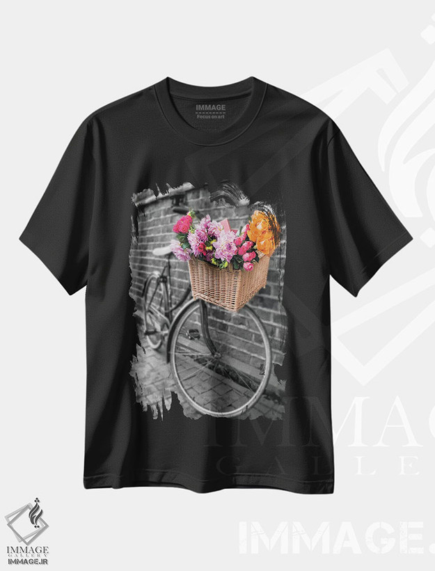تیشرت طرح دار سبد گل دوم، عکاسی با رنگ های درخشان اثر آصاف فرانک | فروشگاه ایماژ