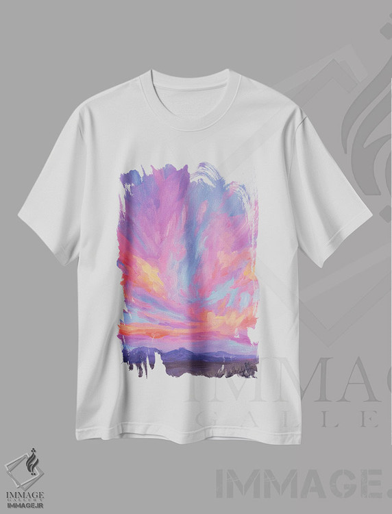 تیشرت طرح دار کوه های دوردست زیر آسمان های شربتی، دکور معاصر اثر آندریا فِیرفرویس | immage.ir