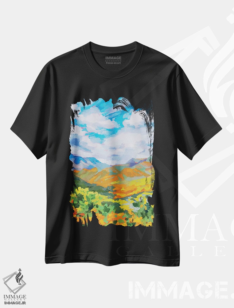 تیشرت طرح دار تپه های نارنجی روان، دکور معاصر اثر آندریا فِیرفرویس | فروشگاه ایماژ