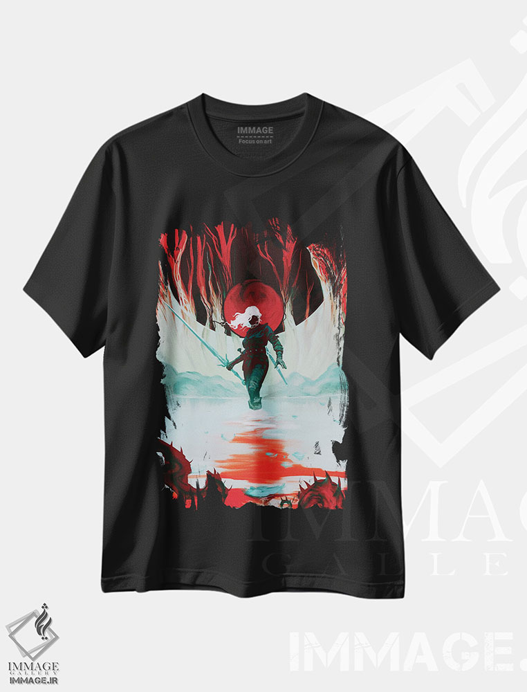 تیشرت طرح دار دختر خورشیدگرفتگی، دکوراسیون جایگزین اثر اناتو فینستارک | فروشگاه ایماژ
