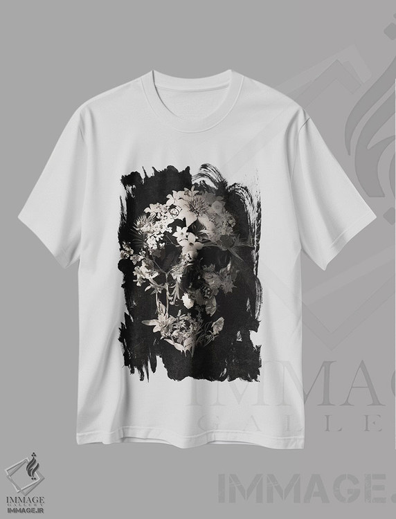 تیشرت طرح دار جمجمه بهاری، هنر دیجیتال اثر علی گولچ | immage.ir