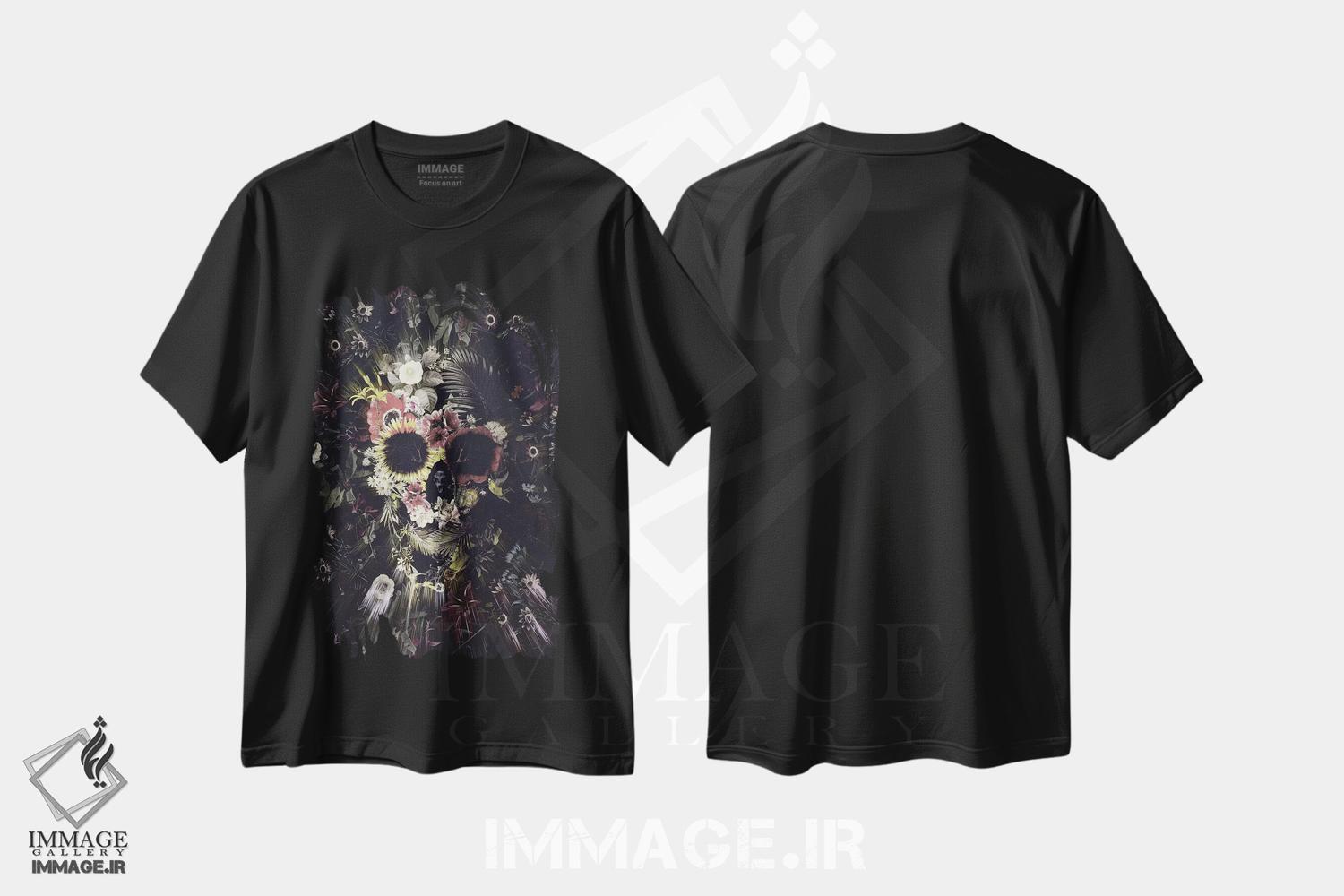 تیشرت طرح دار جمجمه باغی، دکوراسیون جایگزین اثر علی گولچ | فروشگاه ایماژ
