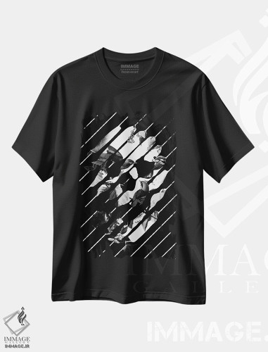 تیشرت طرح دار خاطره سیاه و سفید شماره ۱، هنر تزئینی سیاه و سفید اثر علی گولچ | فروشگاه ایماژ