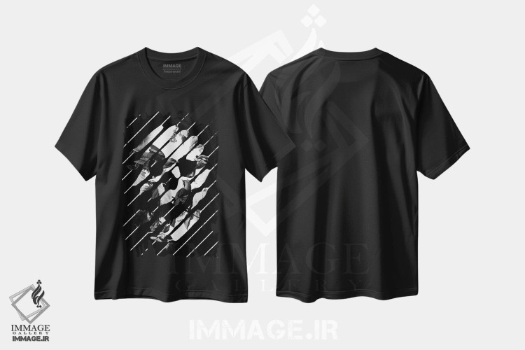 تیشرت طرح دار خاطره سیاه و سفید شماره ۱، هنر تزئینی سیاه و سفید اثر علی گولچ | فروشگاه ایماژ