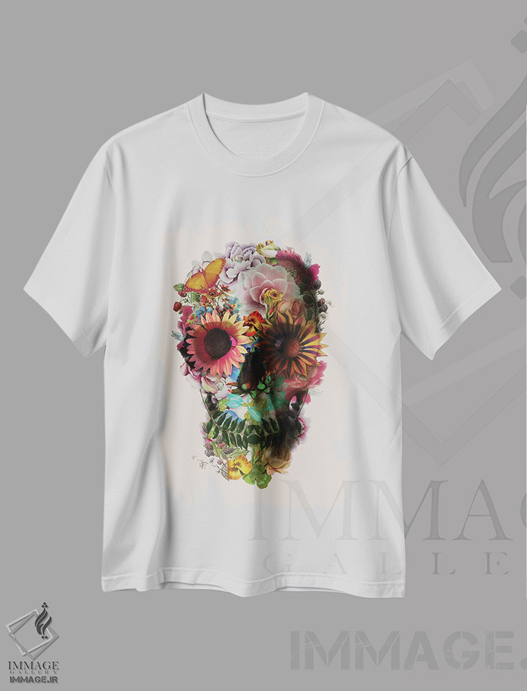 تیشرت طرح دار جمجمه شماره ۲ بژ، آبستره اثر علی گولچ | immage.ir