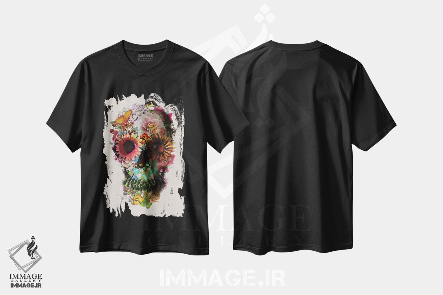 تیشرت طرح دار جمجمه شماره ۲ بژ، آبستره اثر علی گولچ | فروشگاه ایماژ