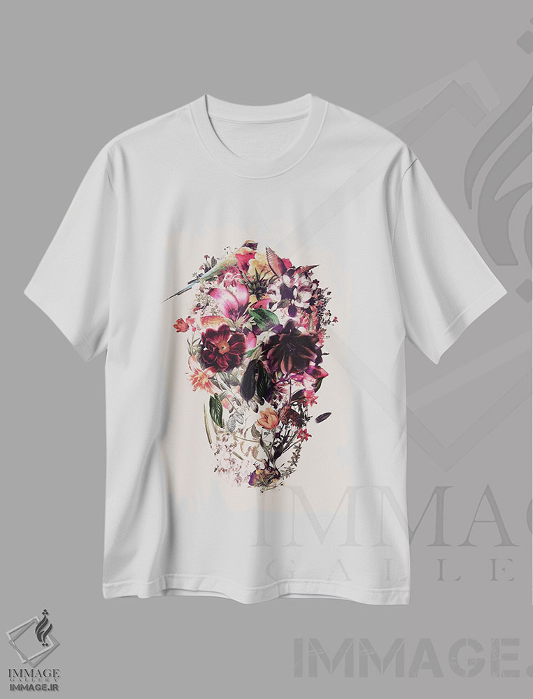تیشرت طرح دار جمجمه بژ جدید، آبستره اثر علی گولچ | immage.ir
