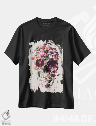 تیشرت طرح دار جمجمه بژ جدید، آبستره اثر علی گولچ | فروشگاه ایماژ