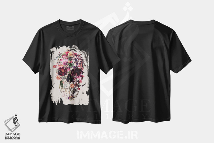 تیشرت طرح دار جمجمه بژ جدید، آبستره اثر علی گولچ | فروشگاه ایماژ