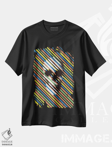 تیشرت طرح دار پرتره جمجمه خط دار، آبستره اثر علی گولچ | فروشگاه ایماژ