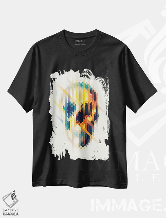 تیشرت طرح دار پرتره جمجمه لاوا، آبستره اثر علی گولچ | فروشگاه ایماژ