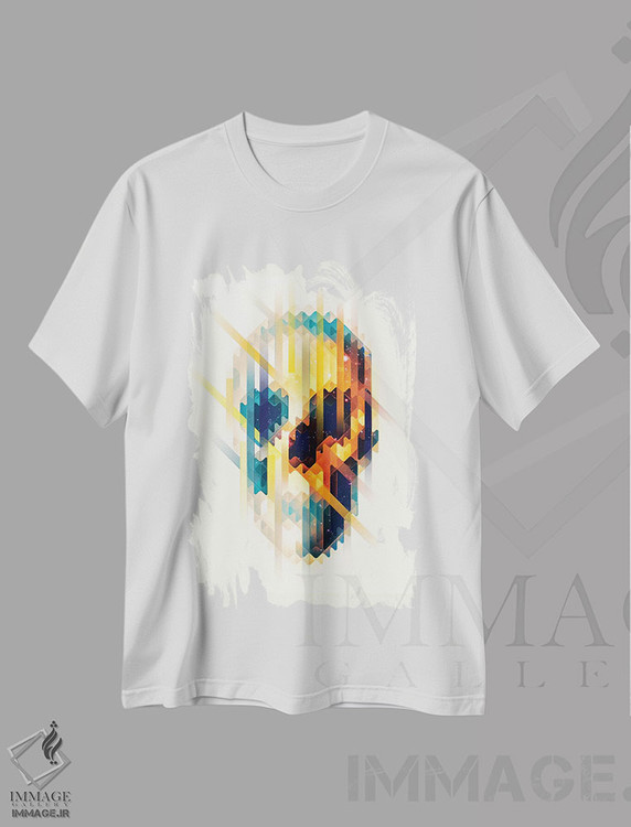 تیشرت طرح دار پرتره جمجمه لاوا، آبستره اثر علی گولچ | immage.ir