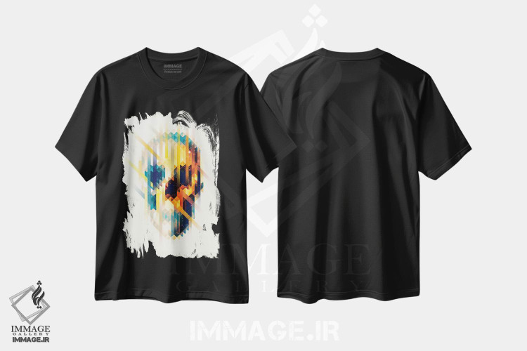 تیشرت طرح دار پرتره جمجمه لاوا، آبستره اثر علی گولچ | فروشگاه ایماژ