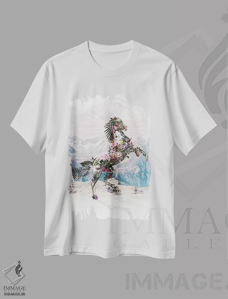 تیشرت طرح دار اسب گلدار، دکوراسیون جایگزین اثر علی گولچ | immage.ir
