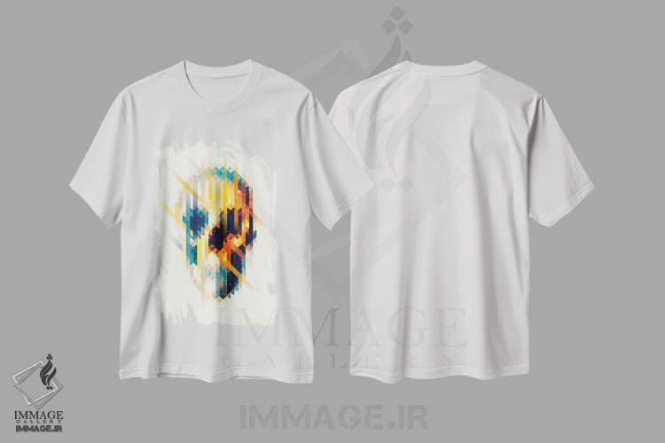 تیشرت طرح دار پرتره جمجمه لاوا، آبستره اثر علی گولچ | immage.ir